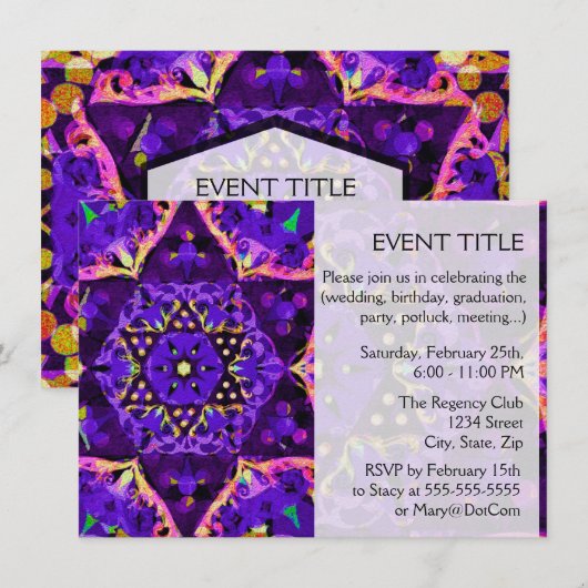 Paarse Star Mandala Kaart (Voorkant / Achterkant)