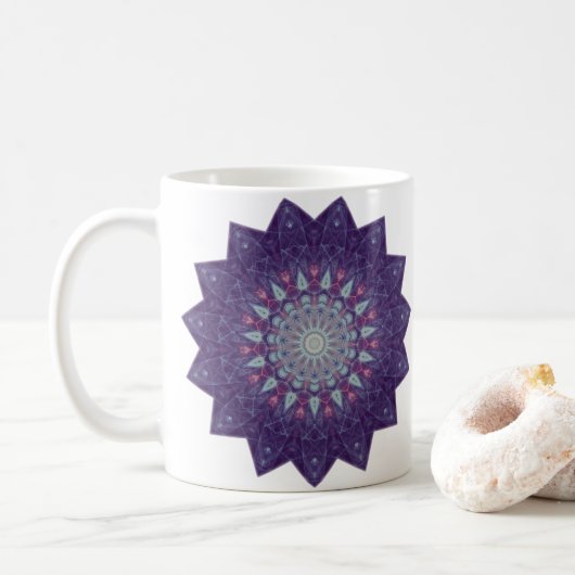 Paarse Star Mandala Koffiemok (Met donut)