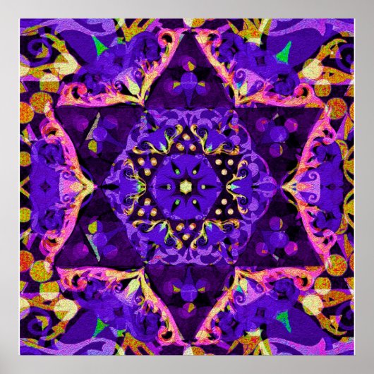 Paarse Star Mandala Poster (Voorkant)