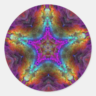 Paarse STAR Mandala Ronde Sticker