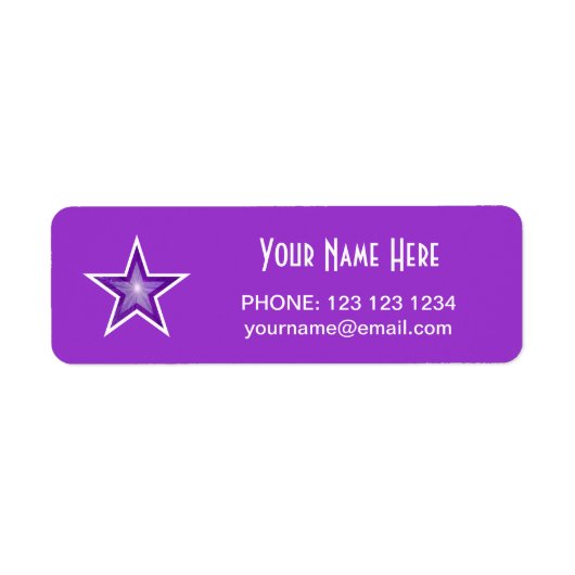 Paarse Star 'Name'-tekstlabel kleine paarse Etiket (Voorkant)