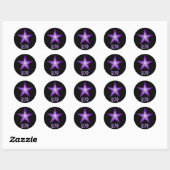 Paarse Star RSVP-ronde sticker zwart (Vel)