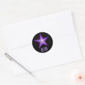 Paarse Star RSVP-ronde sticker zwart (Envelop)