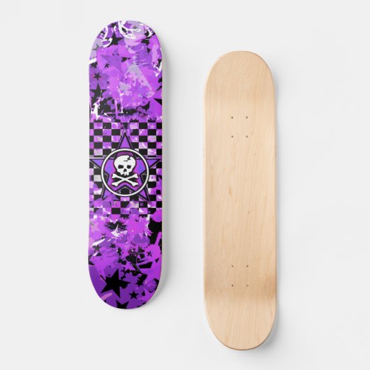 Paarse Star Skull Skateboard (Voorkant)