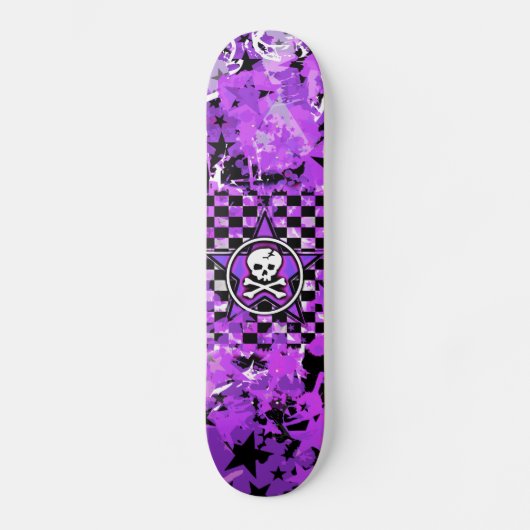 Paarse Star Skull Skateboard (Voorkant)