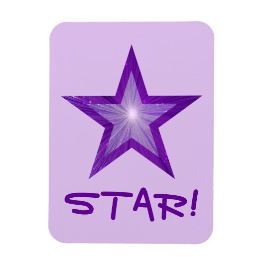 Paarse Star 'STAR!' flexibele magneet paars (Verticaal)
