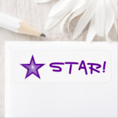 Paarse Star "STAR!"-label klein wit Etiket (Insitu)