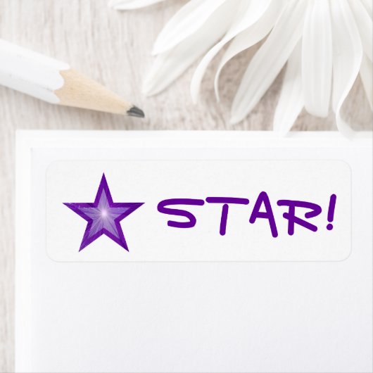 Paarse Star "STAR!"-label klein wit Etiket (Insitu)