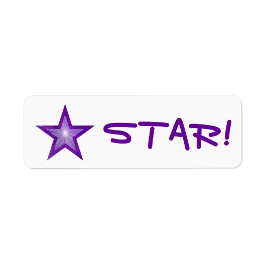 Paarse Star "STAR!"-label klein wit Etiket (Voorkant)