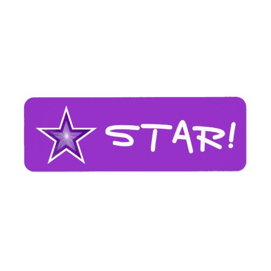 Paarse Star "STAR!"-label kleine paars Etiket (Voorkant)