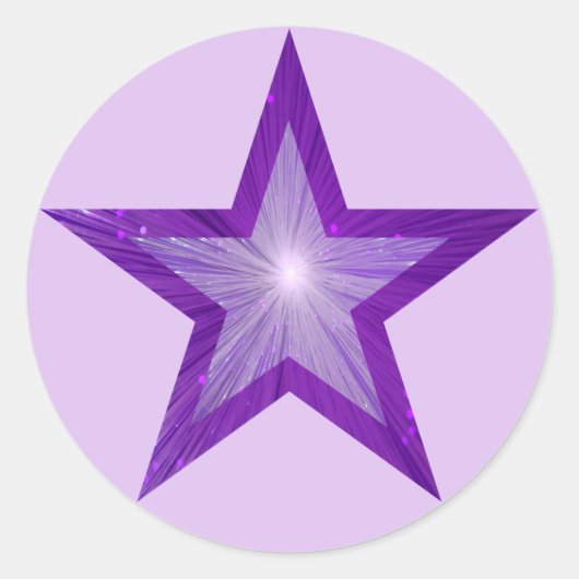 Paarse Star-sticker rond bleek paars Ronde Sticker (Voorkant)