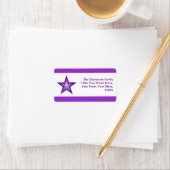 Paarse Star stripe-adreslabel medium wit Etiket (Insitu)