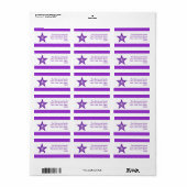 Paarse Star stripe-adreslabel medium wit Etiket (Full Sheet)