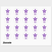Paarse Star 'Sweet Sixteen' ronde sticker wit (Vel)