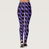 Paarse Star-ventilator op zwart en Paars tapelontw Leggings (Achterkant)
