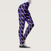Paarse Star-ventilator op zwart en Paars tapelontw Leggings (Rechts)
