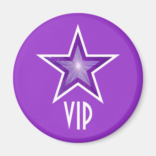 Paarse Star 'VIP'-koelkast magneet rond paars (Voorkant)
