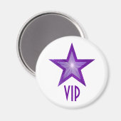 Paarse Star 'VIP' koelkast magneet rond wit (Voorkant / Achterkant)