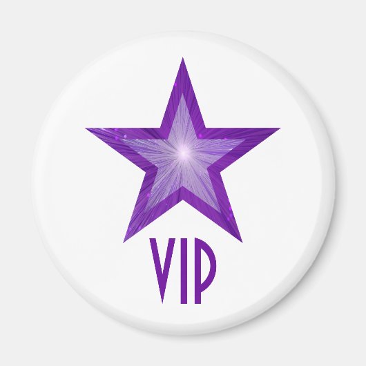 Paarse Star 'VIP' koelkast magneet rond wit (Voorkant)
