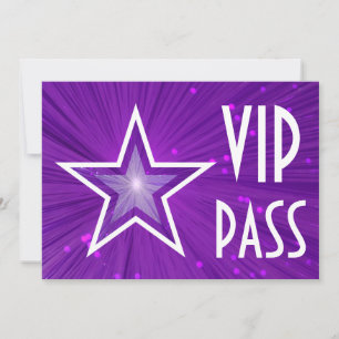 Paarse Star 'VIP PASS' horizontaal wit achterzijde Kaart