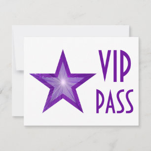 Paarse Star 'VIP PASS'-uitnodiging, horizontaal wi Kaart