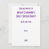 Paarse Star 'VIP PASS'-uitnodiging wit Kaart (Achterkant)