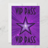 Paarse Star 'VIP PASS'-uitnodiging zwart Kaart (Voorkant)