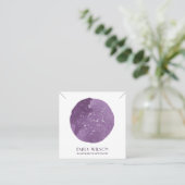 PAARSE STAR WATERVERF CIRCLE STUD EARRING DISPLAY VIERKANTE VISITEKAARTJE (Staand voorkant)