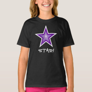 Paarse Star White 'STAR!' meisje t-shirt zwart