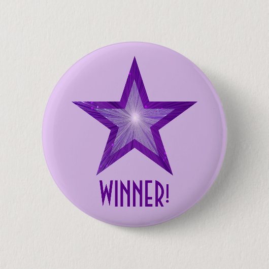 Paarse Star 'WINNER'-knop bleek paars Ronde Button 5,7 Cm (Voorkant)