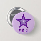 Paarse Star 'WINNER'-knop bleek paars Ronde Button 5,7 Cm (Voorkant /achterkant)