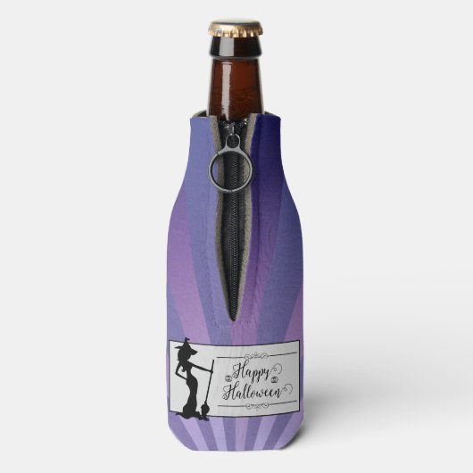 Paarse Starburst Heks Halloween Flesjeskoeler (Fles Achterkant)