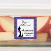 Paarse Starburst Heks Halloween Labels (Aangebracht)