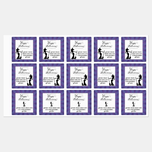 Paarse Starburst Heks Halloween Labels (Vel)