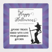 Paarse Starburst Heks Halloween Labels (Design 2)