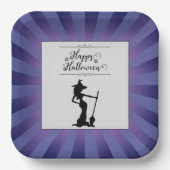 Paarse Starburst Heks Halloween Papieren Bordje (Voorkant)