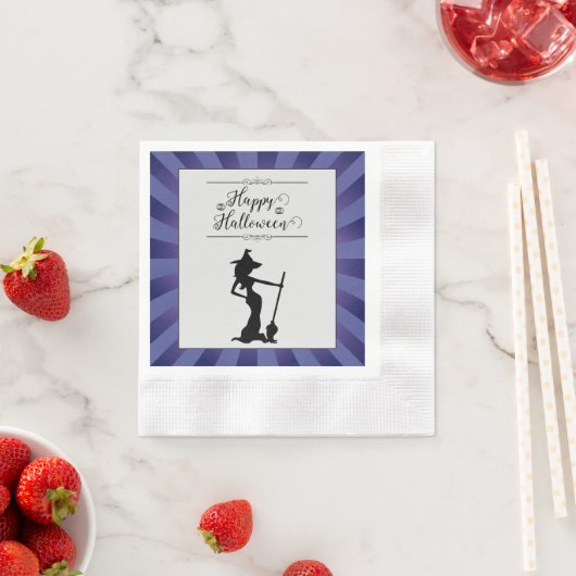 Paarse Starburst Heks Halloween Servet (Insitu)