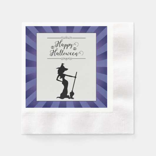 Paarse Starburst Heks Halloween Servet (Voorkant)