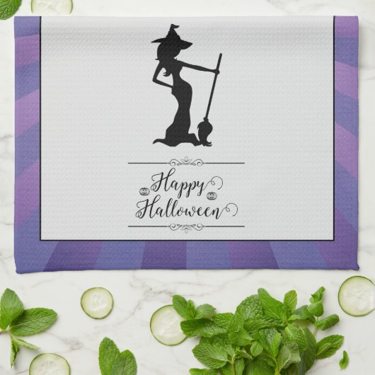 Paarse Starburst Heks Halloween Theedoek (Gevouwen)