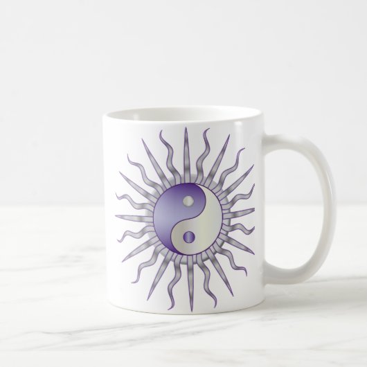 Paarse Starburst Yin Yang Koffiemok (Rechts)