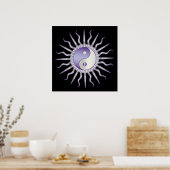 Paarse Starburst Yin Yang Poster (Keuken)