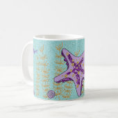 Paarse Starfish onder de Mok van het Zee Mam (Voorkant links)