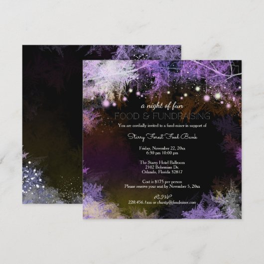 Paarse Starry Forest Charity fondsenwerving Kaart (Voorkant / Achterkant)