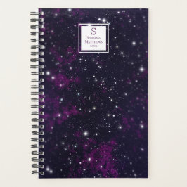 Paarse Starry Sky Galaxy | Monogrammed Planner