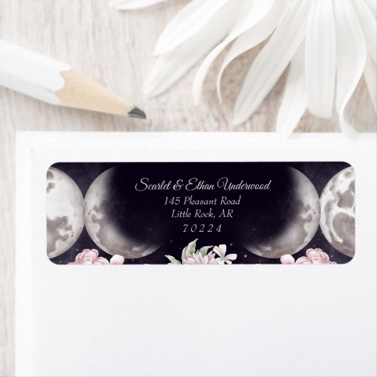 Paarse Starry Sky Triple Moon Handfasting Etiket (Insitu)