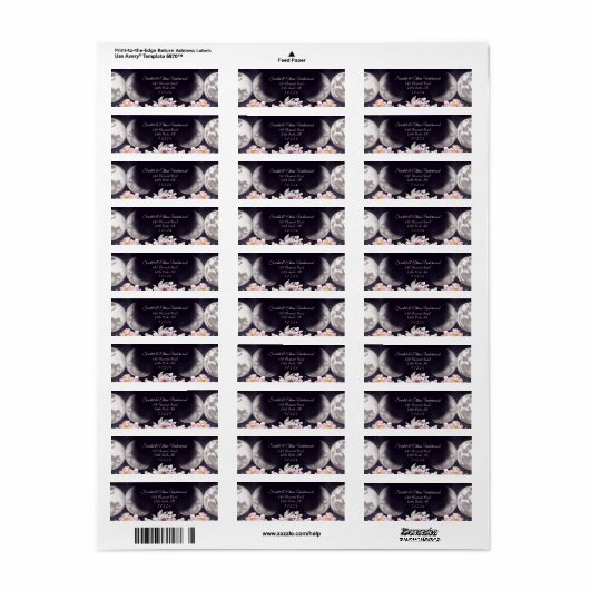 Paarse Starry Sky Triple Moon Handfasting Etiket (Full Sheet)