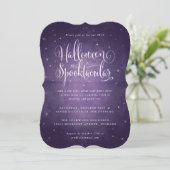 Paarse Stars Halloween Spooktacular Party Kaart (Staand voorkant)