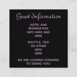 Paarse steampunk bruiloft gasten reserveringen inf informatiekaartje