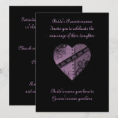 Paarse steampunk hart elegante bruiloft kaart (Voorkant / Achterkant)