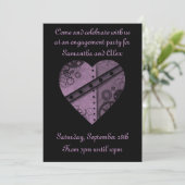 Paarse Steampunk Heart Engagement Party Bridal Kaart (Staand voorkant)